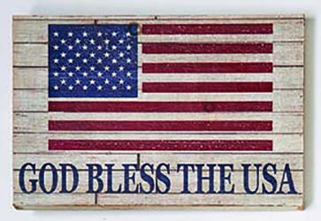 18" Distressed God Bless The Usa Wood Sign