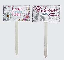 30" Wood Welcome & Home Sweet Home Garden Stakes, 2 Asst - CLOSEOUT