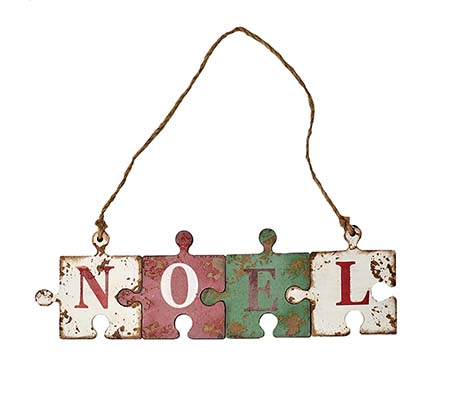 23" Wooden Noel Puzzle Sign