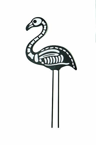 27" Metal Skeleton Flamingo on 8" Stake, 2 Asst