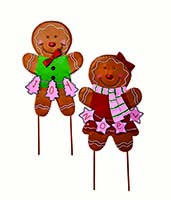 27" Metal Gingerbread Man Stake, 2 Asst