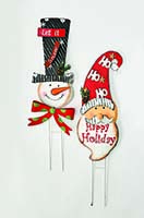 30" Metal Santa Snowman Stake, 2 Asst