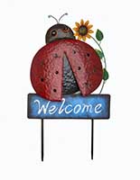 23"  Metal Ladybug Welcome Stake