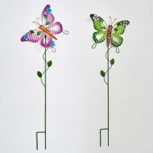 33" Metal Butterfly Stake, 2 Asst
