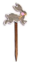27" WOOD & METAL EASTER BUNNY GARDEN STAKE