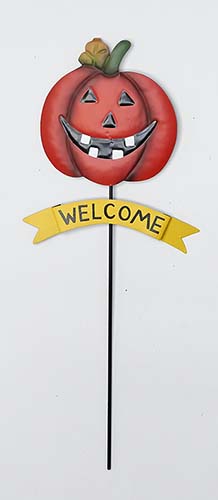 24" Metal Welcome Halloween Pumpkin Stake