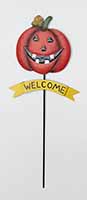24" Metal Jack O Lantern Welcome Planter Stake