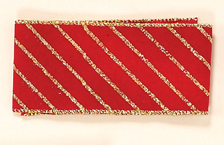 Red Velvet w/ Diagonal Gold Stripe Wired #40