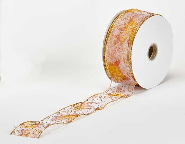 Autumn Organza Wired Ribbon 2.5" Wide, 50 Yards