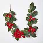 75" Poinsettia Pine Berry Garland