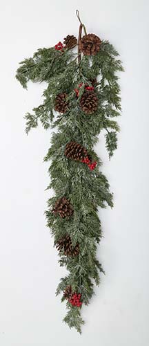 46" Cypress Pine Cone Berry Garland