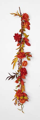 48" Fall Mums & Leves Garland