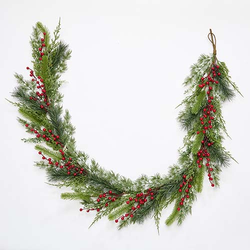 72" Pine & Red Berry Garland