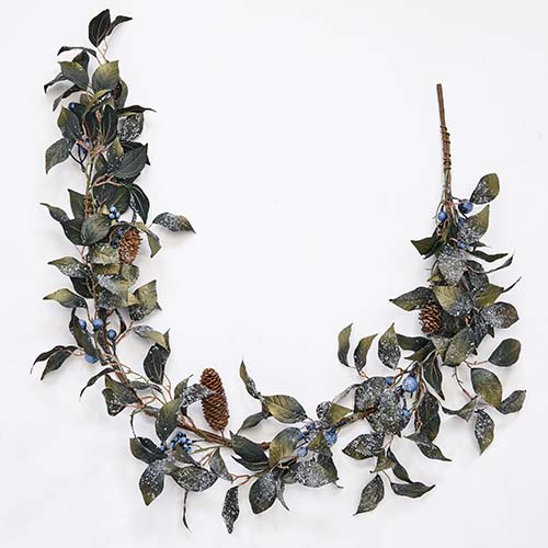60" Icy Blueberry and Leaves Garland