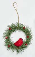 11" Bird Sitting on Wreath Ornament