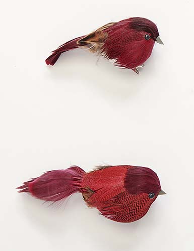 3" Feathered Bird with Metal Clip