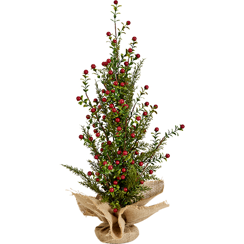 24" Artificial Boxwood Berry Tabletop Christmas Tree