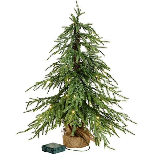 24" Tabletop Christmas Artificial Pine Tree With Led Lights