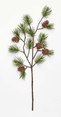 22" Pine Needle & Faux Pine Cone Spray