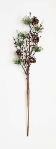 21" Snowy Pine and Pine Cone Spray