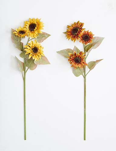 33" Sunflower with Leaves Spray x 3