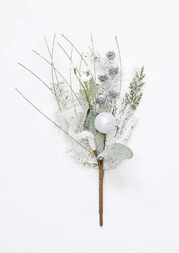 14" Mini Bush with Glittered Balls and Leaves