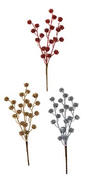 12" Faux Glitter Pine Cone Branch Pick 