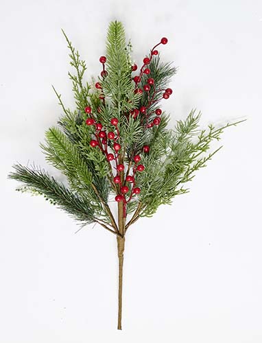 23" Pine and Red Berry Bush