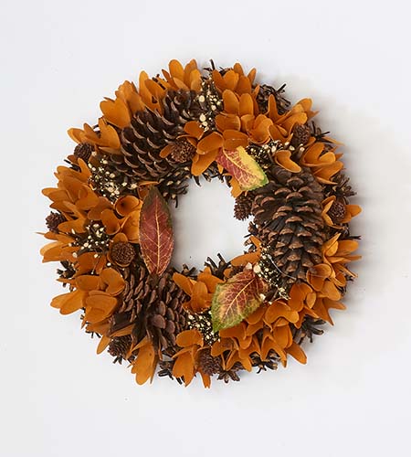 15" Pine Cone And Wood Curl Wreath