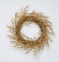 22" Glitter Coral Twig Wreath, Gold