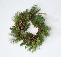 22" Pine Cone Rusty Bell And Pine Needle Wreath
