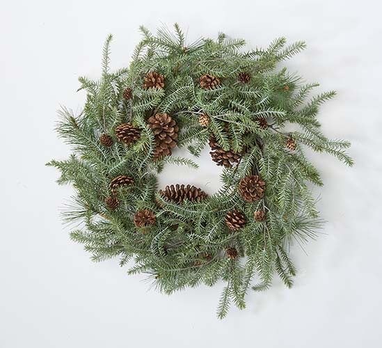 22" Hemlock And Pine Cone Wreath 