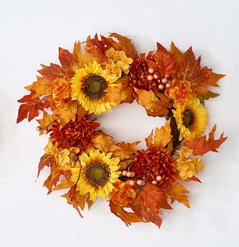 22" Maple Leaf And Sunflower Wreath