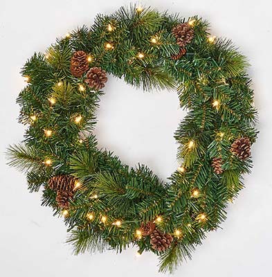 22" LED Lighted Pine Wreath - CLOSEOUT 