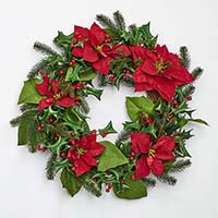 24" Poinsettia Wreath w/ Berries