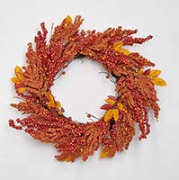 21" Fall Berries & Leaves Wreath - CLOSEOUT
