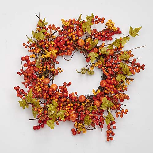 24" Fall Berries & Mini Pumpkin Wreath