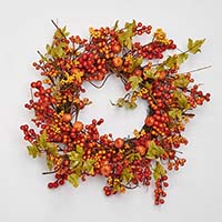 24" Fall Berries & Mini Pumpkin Wreath