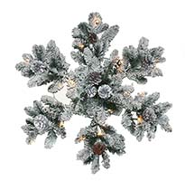 25" Lighted White Spruce Snowflake Wreath with Pine Cones - CLOSEOUT