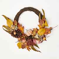19" Pumpkin Eucalyptus Cone Half Wreath