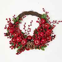 16" Apple Berries & Pine Cones Half Wreath