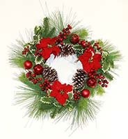 24" Poinsettia Pine Cone Ball Berries Wreath on Natural Twig Base