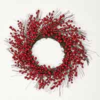 24" Red Berries Wreath on Natural Twig Base