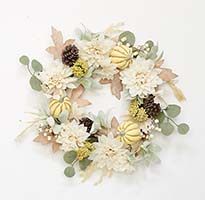 22" Dahlia Pumpkin Pine Cone Wreath on Natural Twig Base