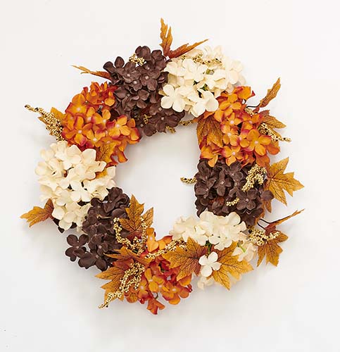 20" Fall Hydrangea Wreath on Natural Twig Base