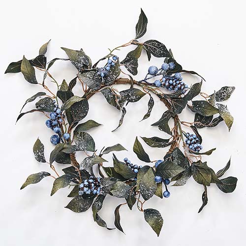 18" Icy Blueberry and Leaves Wreath
